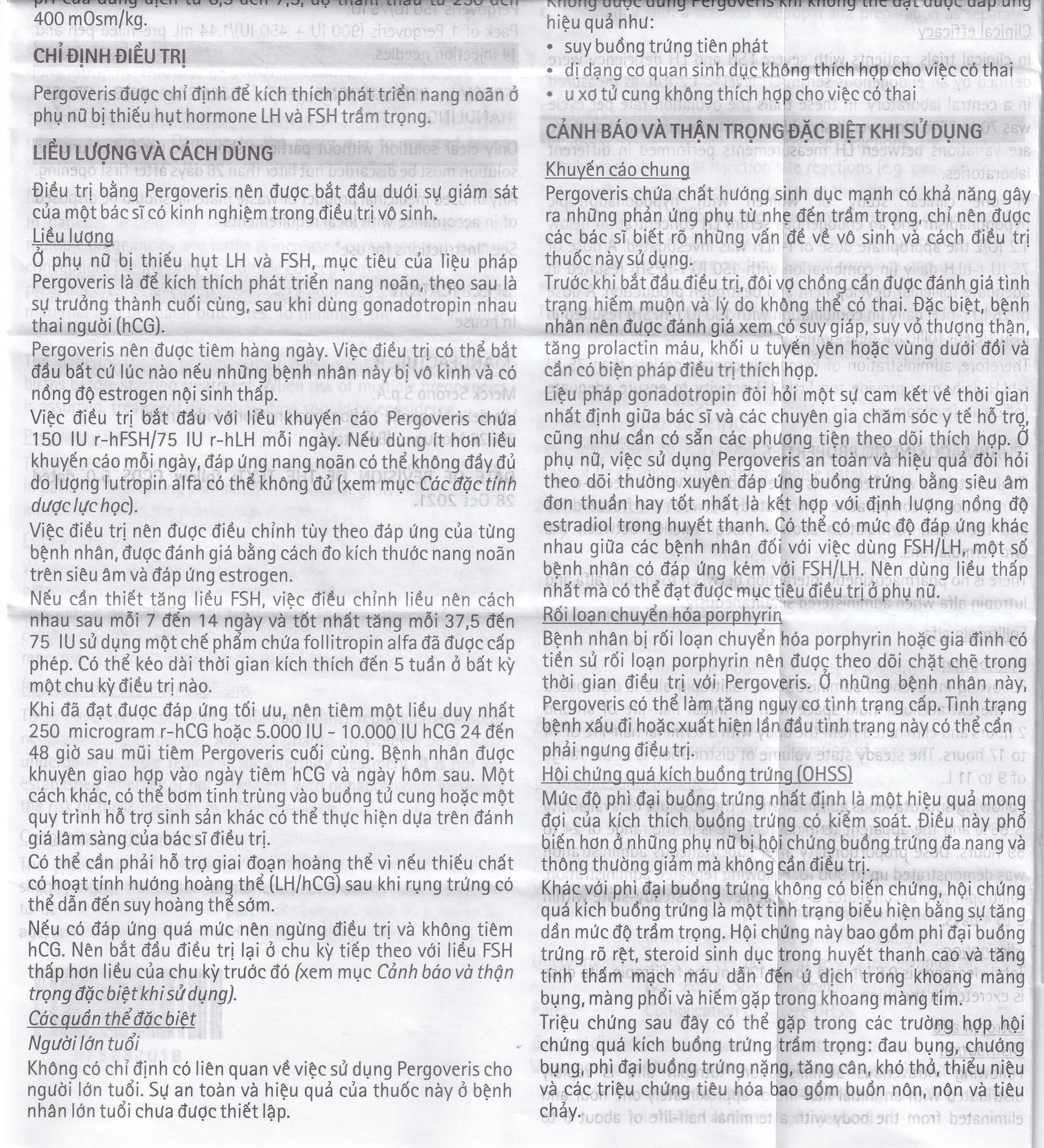 Pergoveris 900Iu + 450Iu Thuốc Kích Thích Noãn Phát Triển