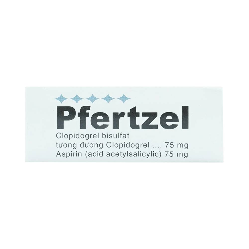 Viên nén Pfertzel 75mg/75mg DaViPharm dự phòng nghẽn mạch huyết khối, điều trị nhồi máu cơ tim (3 vỉ x 10 viên)