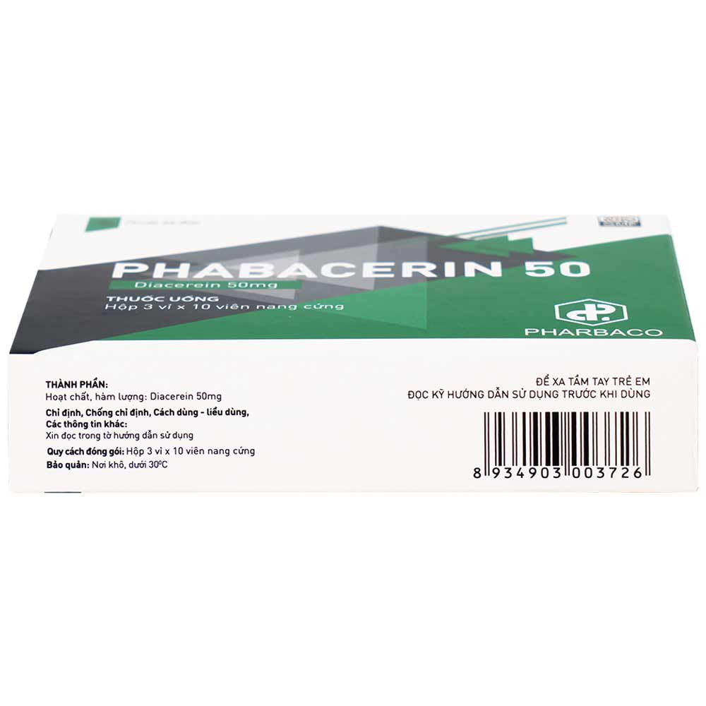 Thuốc uống Phabacerin 50 Pharbaco điều trị thoái hóa khớp (3 vỉ x 10 viên)