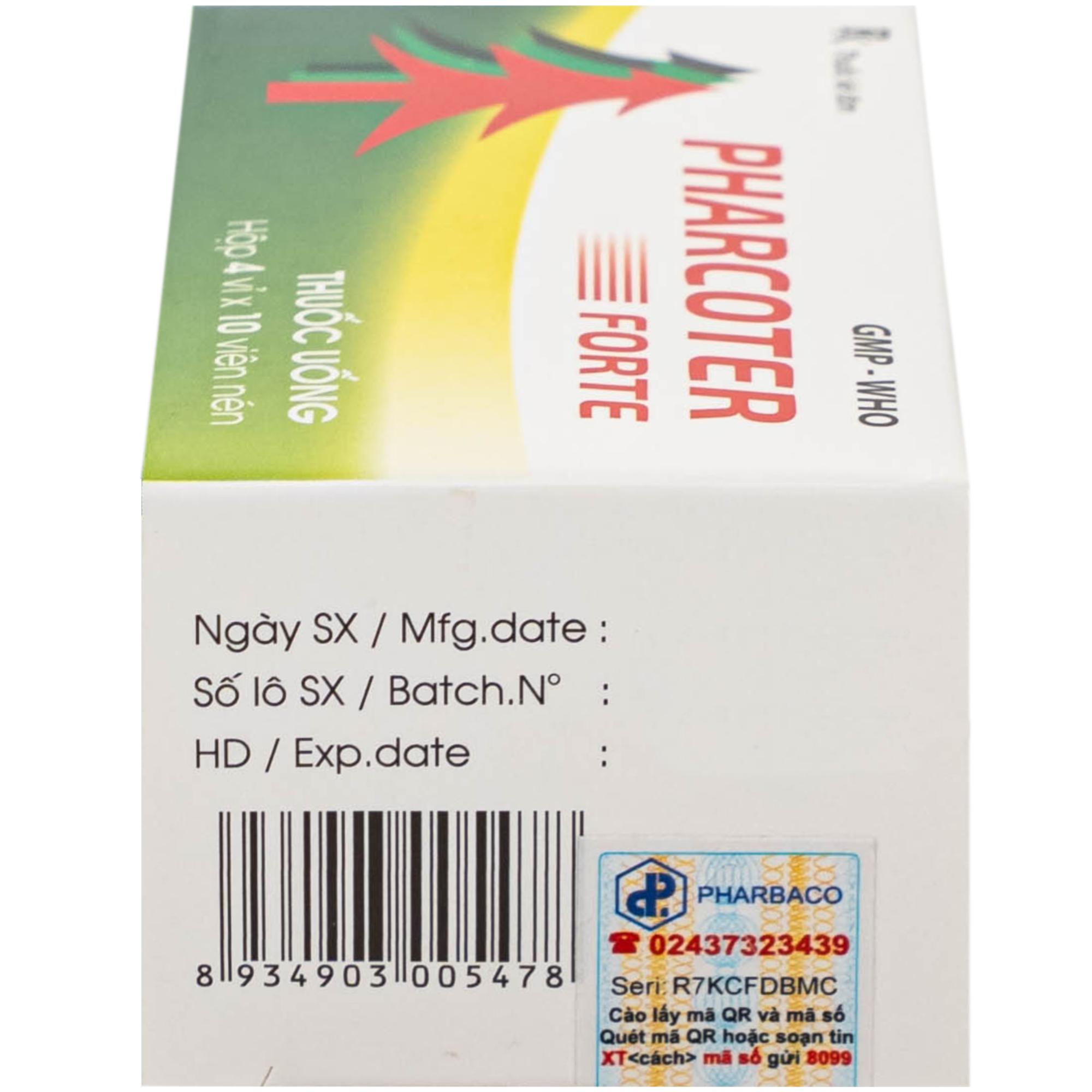 Thuốc Pharcoter Forte  Điều Trị Ho, Long Đờm  (4 Vỉ X 10 Viên)