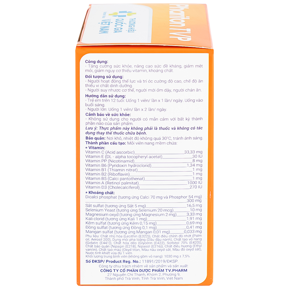 Viên nâng cao sức đề kháng Phariton TVP (12 vỉ x 5 viên)