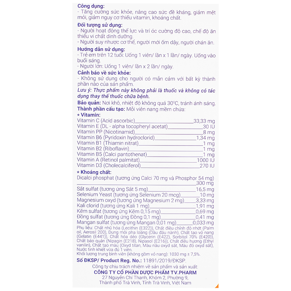 Viên nâng cao sức đề kháng Phariton TVP (12 vỉ x 5 viên)