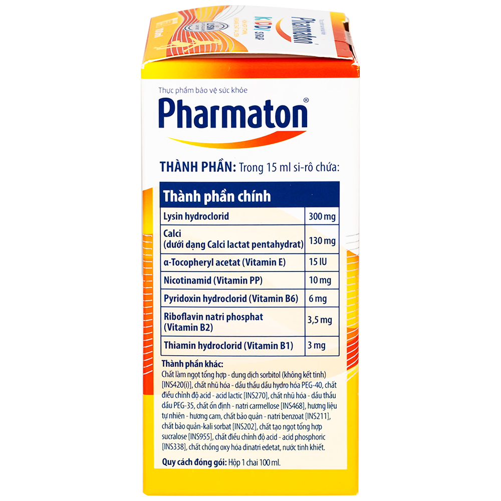 Siro Pharmaton Kiddi Syrup 100ml Sanofi bổ sung Lysin, calci và một số vitamin