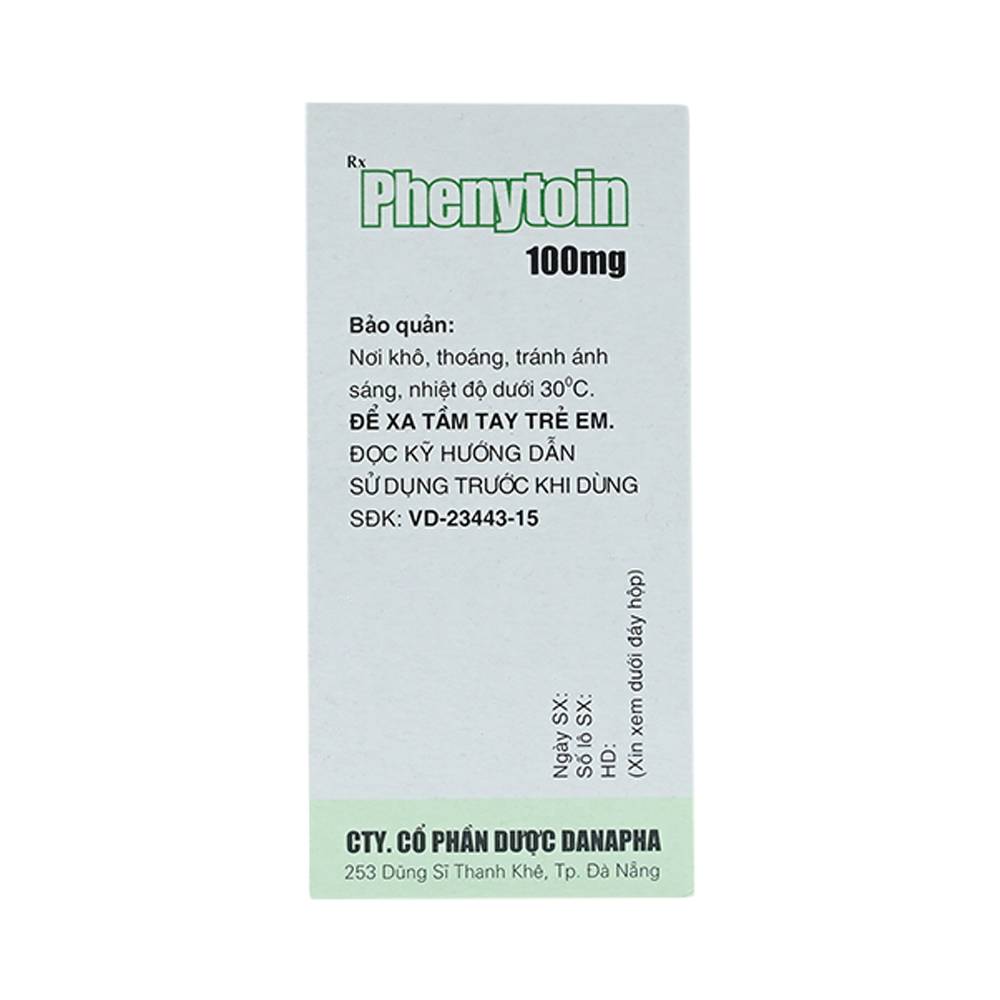 Viên nén Phenytoin 100mg Danapha điều trị động kinh cơn lớn, động kinh cục bộ (100 viên)