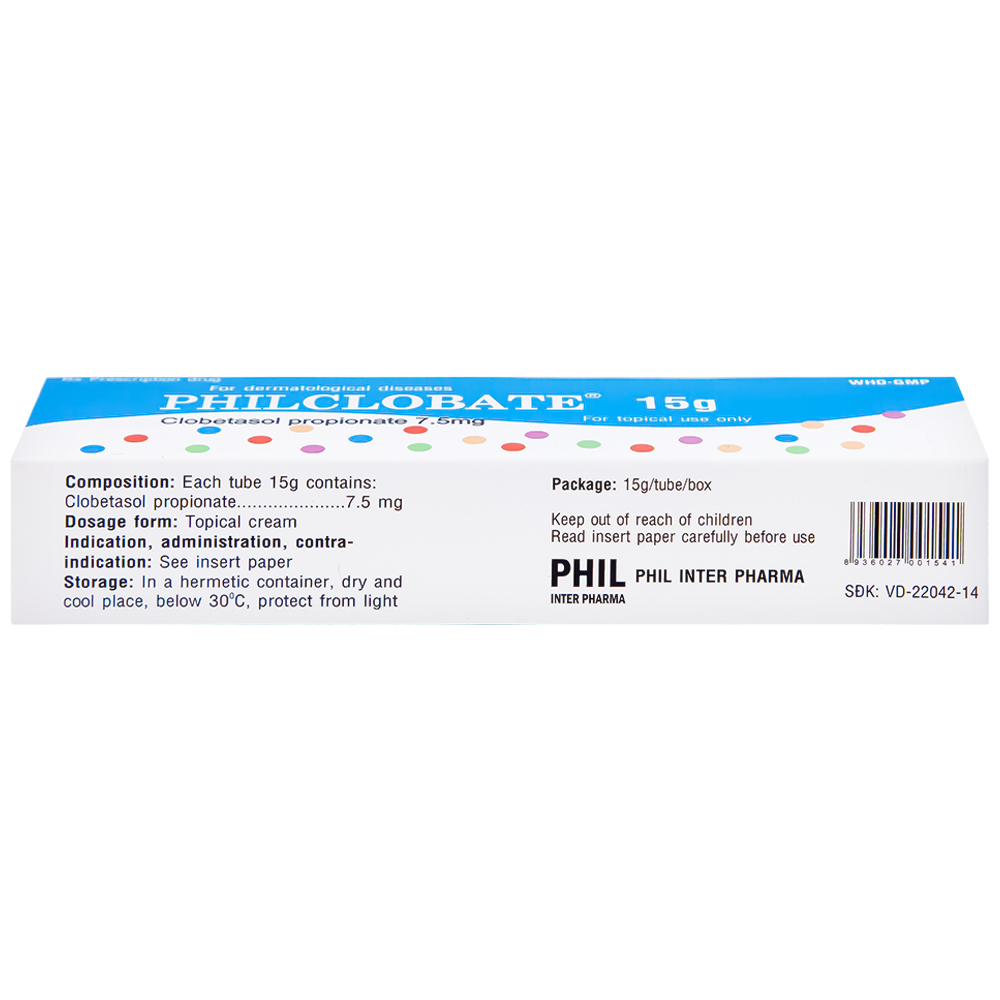 Kem bôi da PhilClobate Phil Inter Pharma điều trị viêm da, chàm, chàm dị ứng (15g)