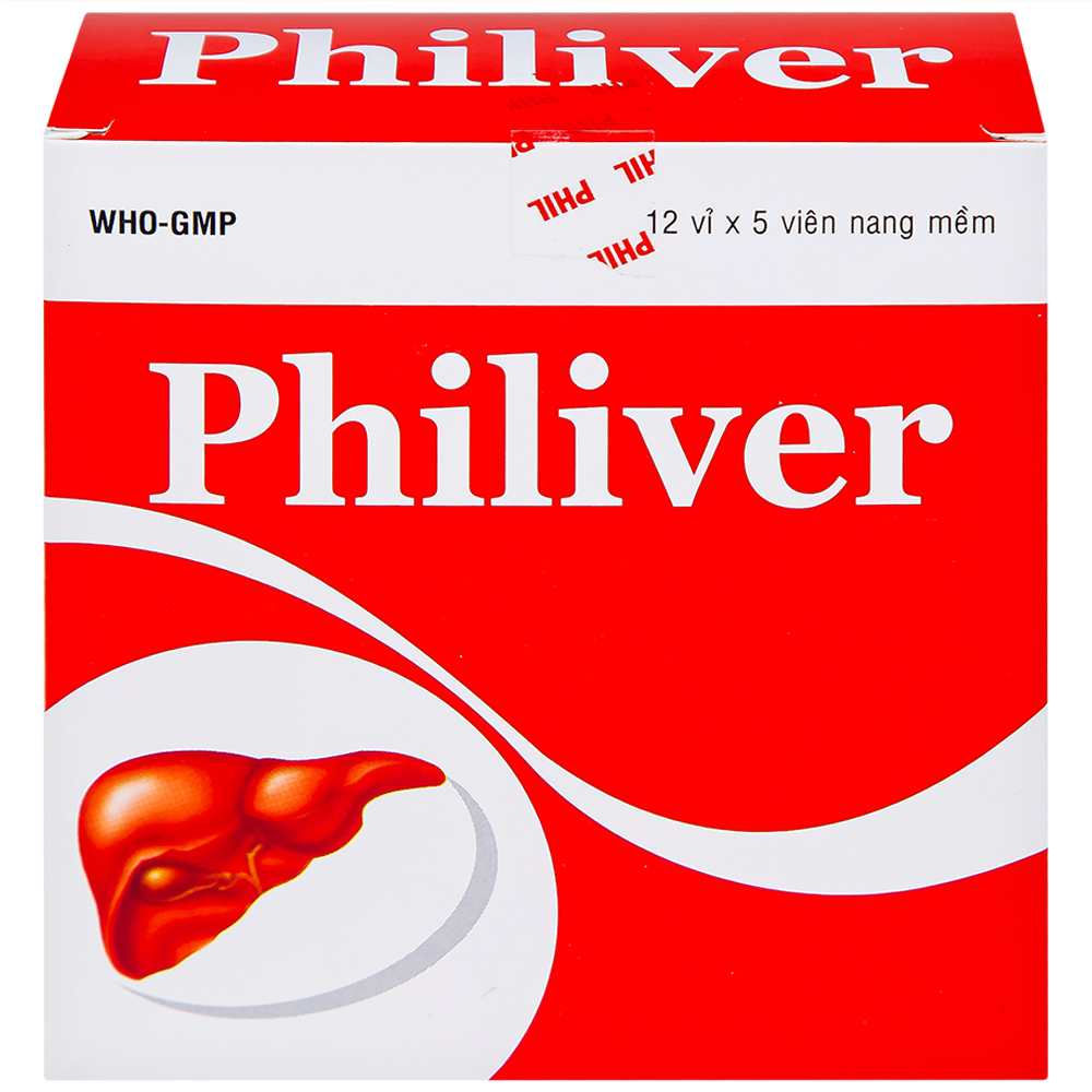 Viên nang mềm Philiver Phil Inter Pharma điều trị bệnh gan mạn tính, gan nhiễm mỡ (12 vỉ x 5 viên)