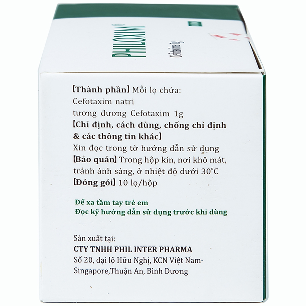 Bột pha tiêm Philoxim 1g Phil Inter Pharma điều trị nhiễm trùng do các chủng vi khuẩn (10 chai)