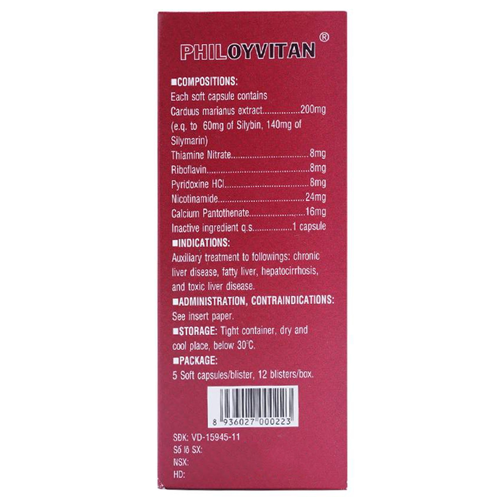 Viên nang mềm Philoyvitan Phil Inter Pharma điều trị hỗ trợ các bệnh gan mạn tính (12 vỉ x 5 viên)