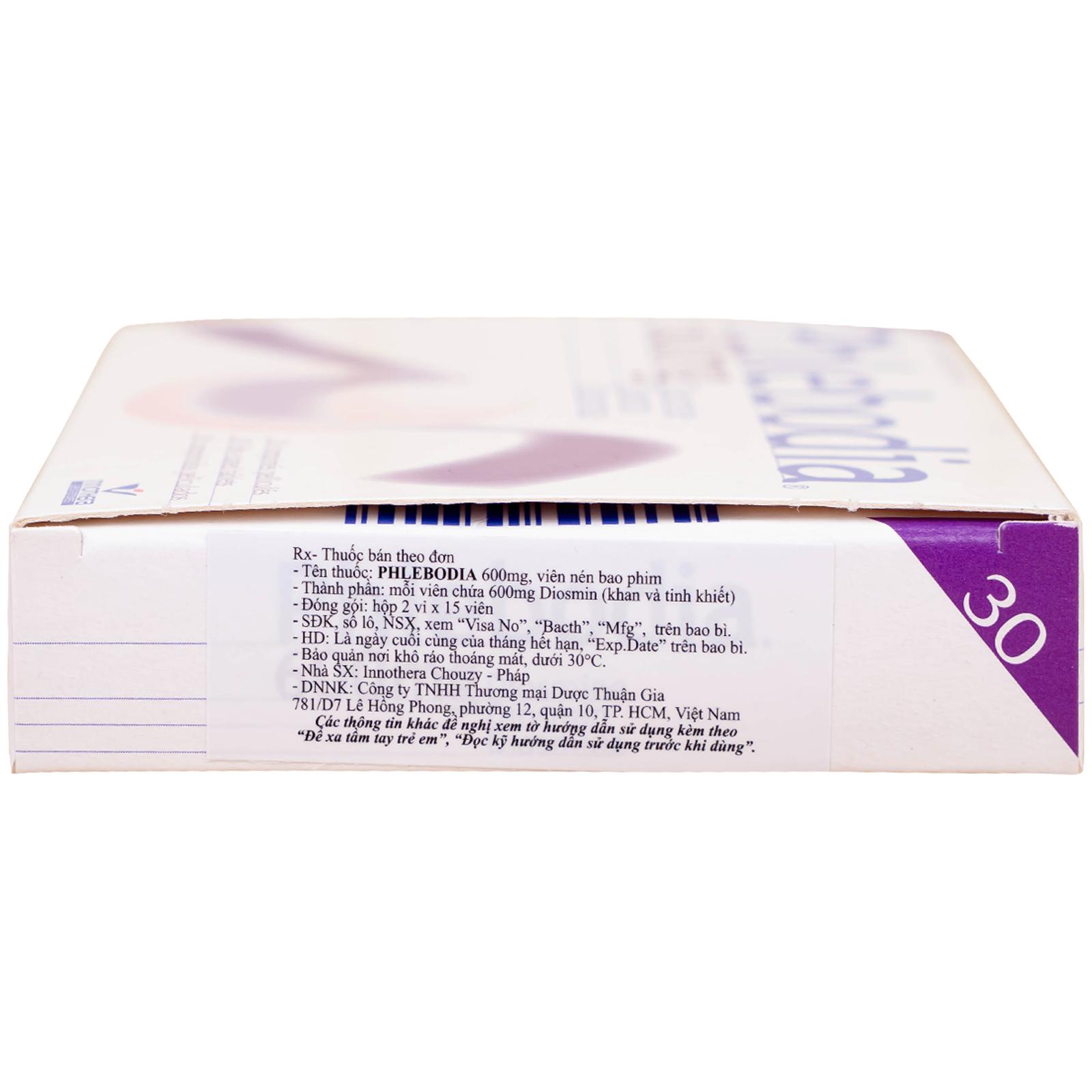 Thuốc Phlebodia 600mg Innothera điều trị trĩ cấp tính, suy tuần hoàn (2 vỉ x 15 viên)