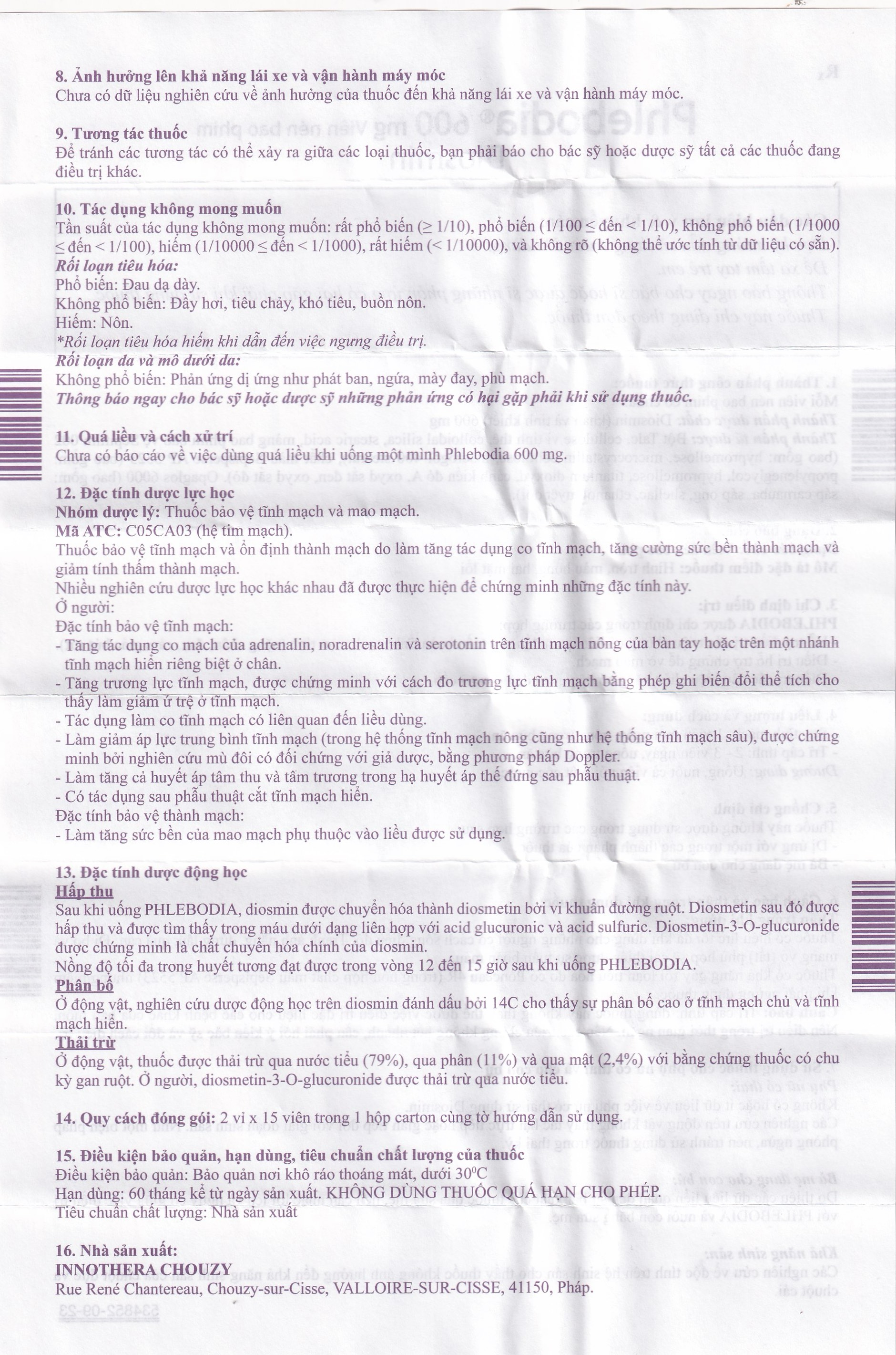 Thuốc Phlebodia 600mg Innothera điều trị trĩ cấp tính, suy tuần hoàn (2 vỉ x 15 viên)