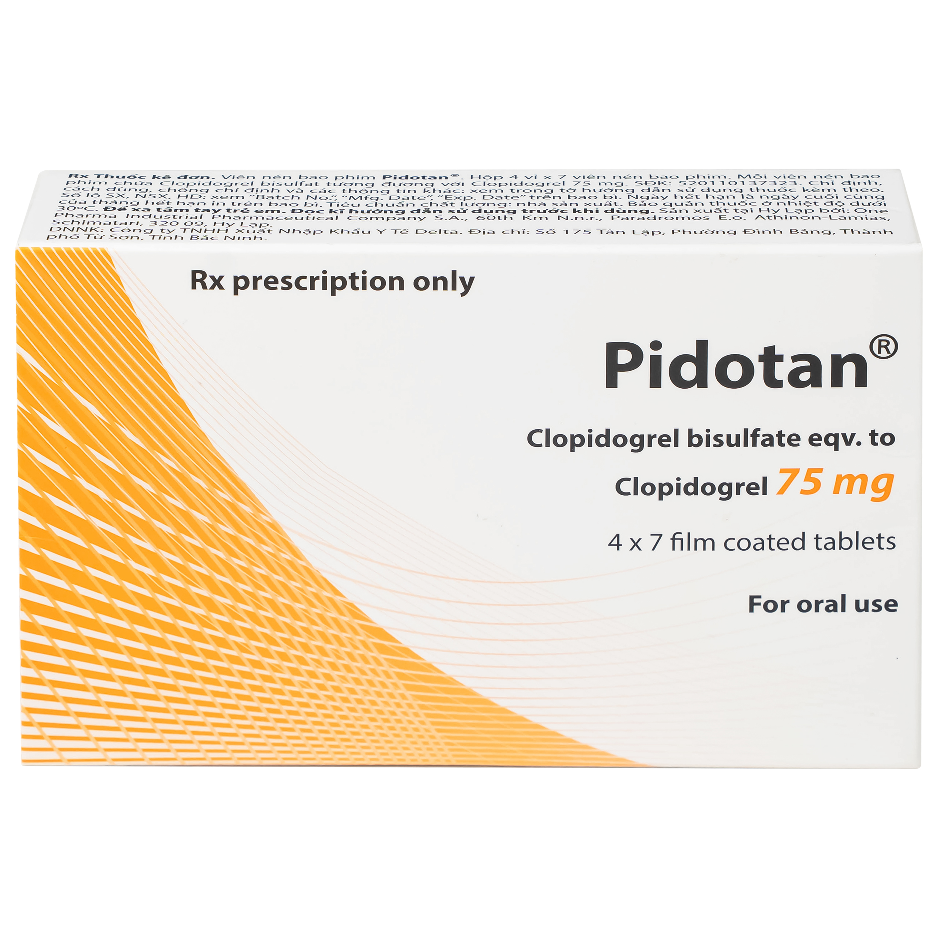 Thuốc Pidotan 75mg One Pharma phòng ngừa huyết khối động mạch và rung nhĩ (4 vỉ x 7 viên)