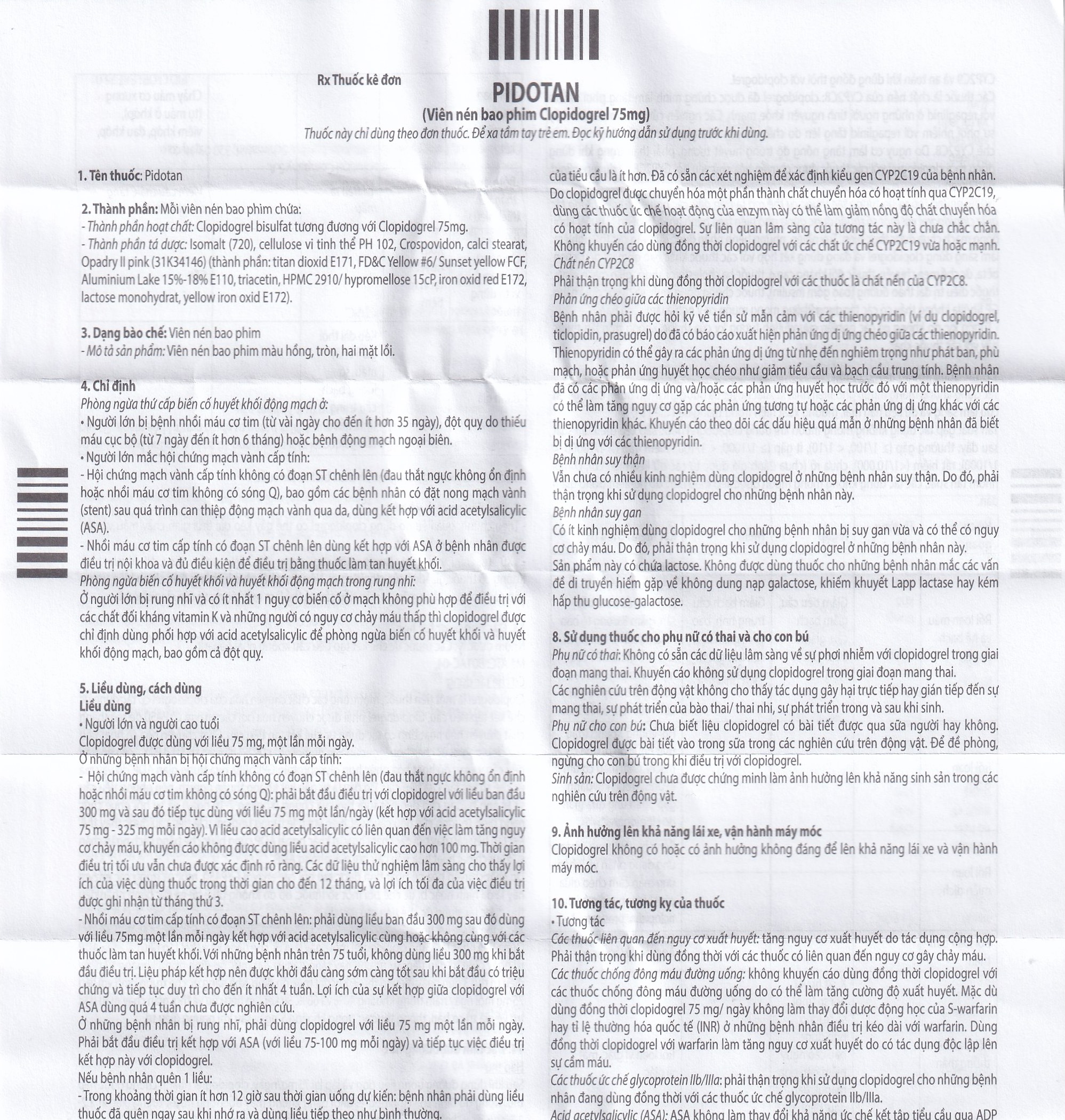 Thuốc Pidotan 75mg One Pharma phòng ngừa huyết khối động mạch và rung nhĩ (4 vỉ x 7 viên)