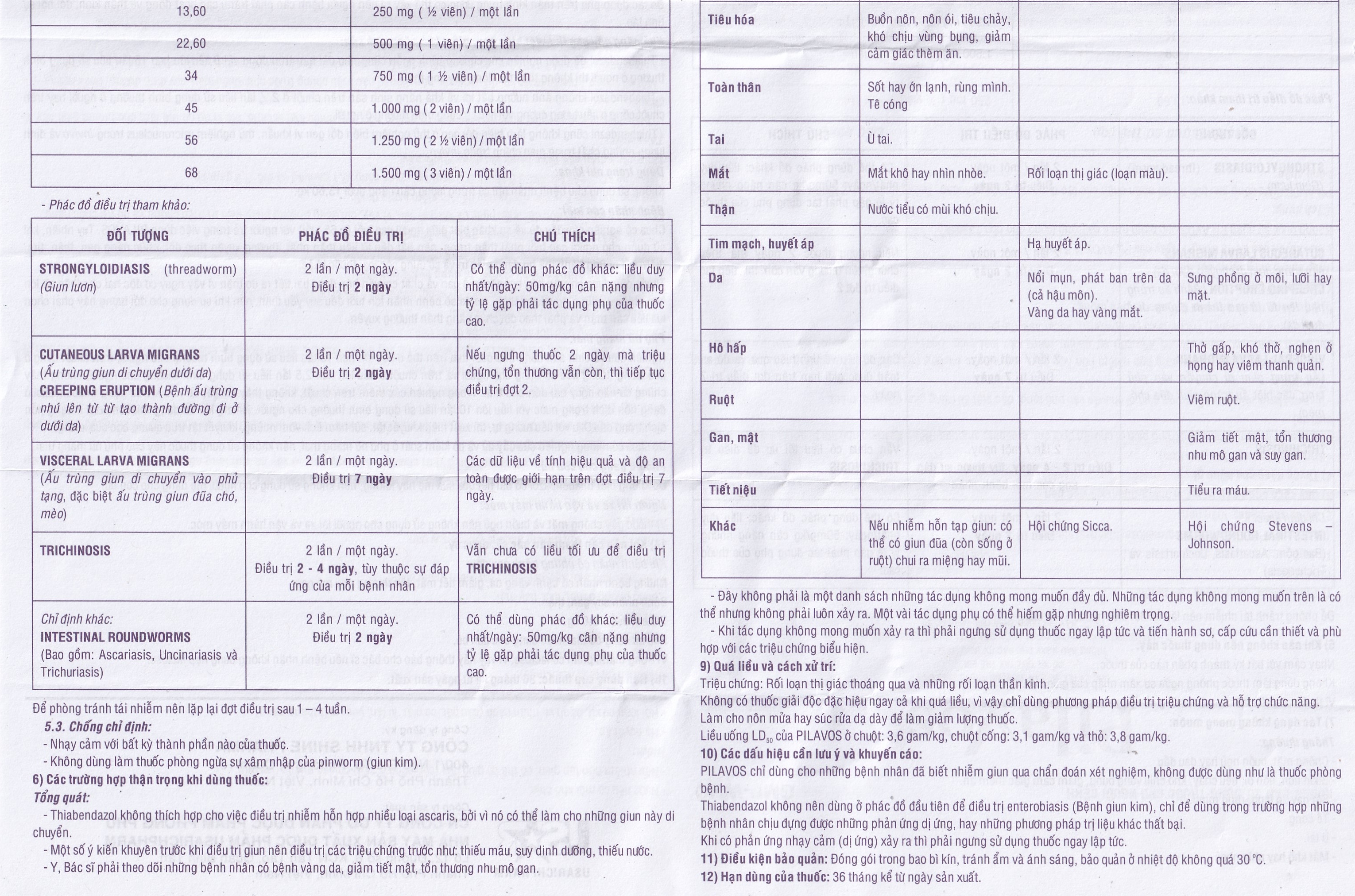 Thuốc Pilavos 500mg Usarichpharm điều trị bệnh giun lươn, ấu trùng giun di chuyển dưới da (7 vỉ x 4 viên)
