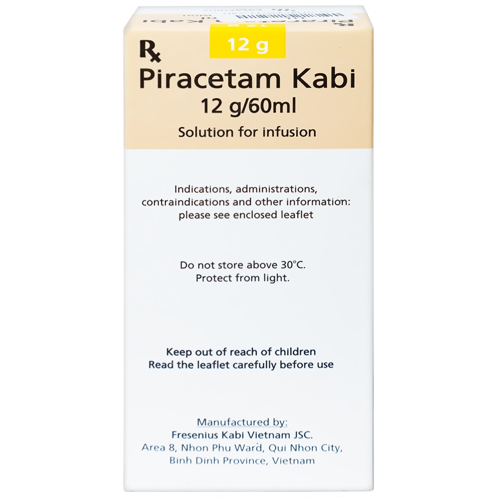 Dịch truyền Piracetam Kabi 12g/60ml Fresenius Kabi điều trị triệu chứng chóng mặt (60ml)