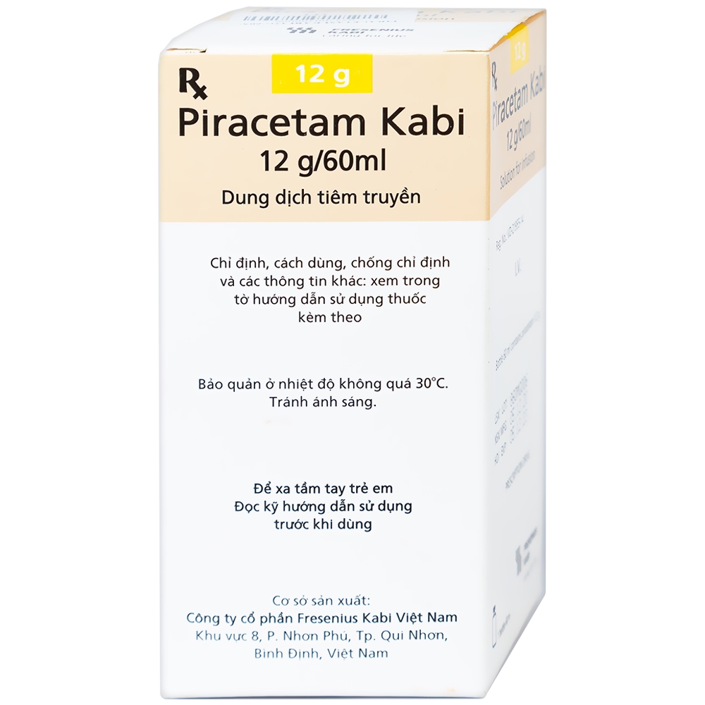 Dịch truyền Piracetam Kabi 12g/60ml Fresenius Kabi điều trị triệu chứng chóng mặt (60ml)