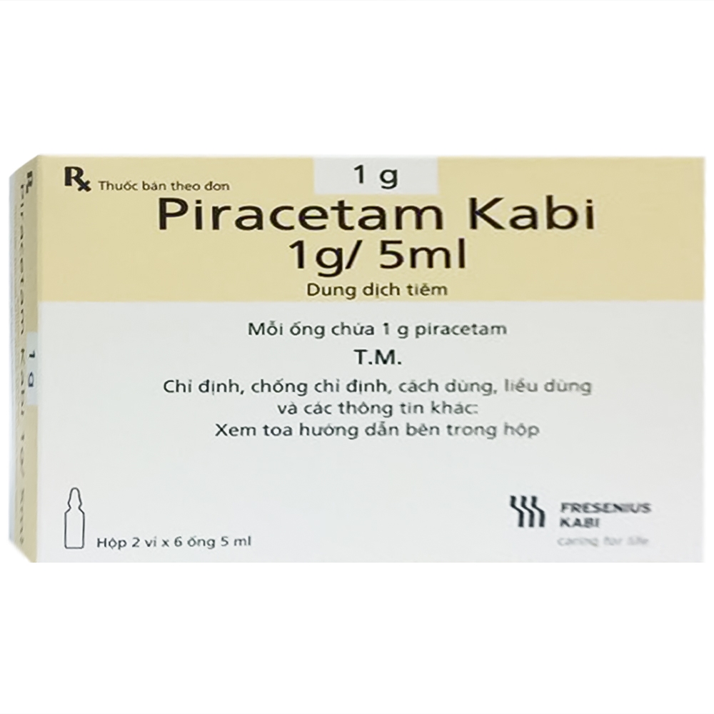 Thuốc Piracetam Kabi 1g/5ml Bidiphar điều trị suy giảm trí nhớ (2 vỉ x 6 ống x 5ml)