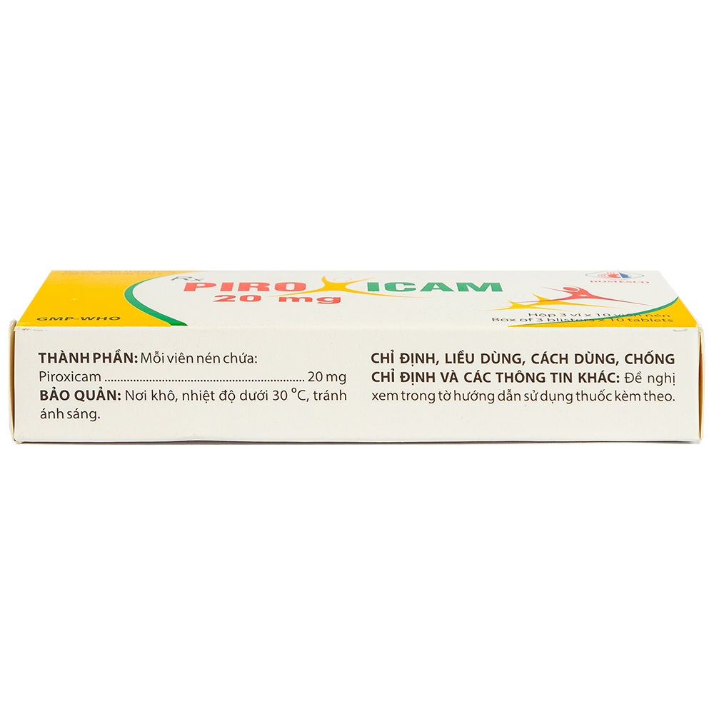 Viên nén Piroxicam 20mg Domesco giảm triệu chứng viêm khớp dạng thấp (3 vỉ x 10 viên)