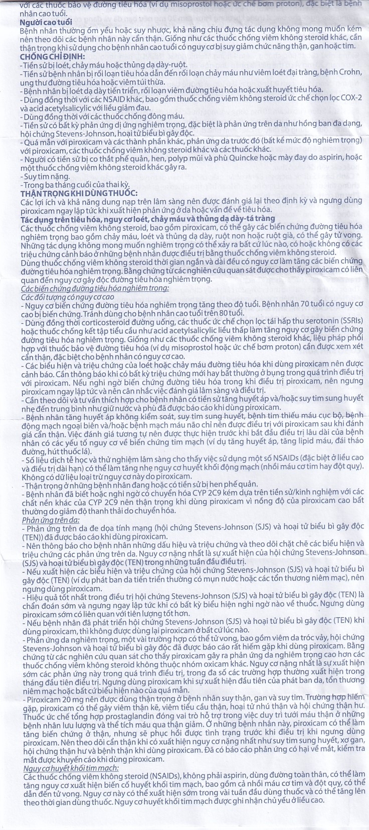 Viên nén Piroxicam 20mg Domesco giảm triệu chứng viêm khớp dạng thấp (3 vỉ x 10 viên)