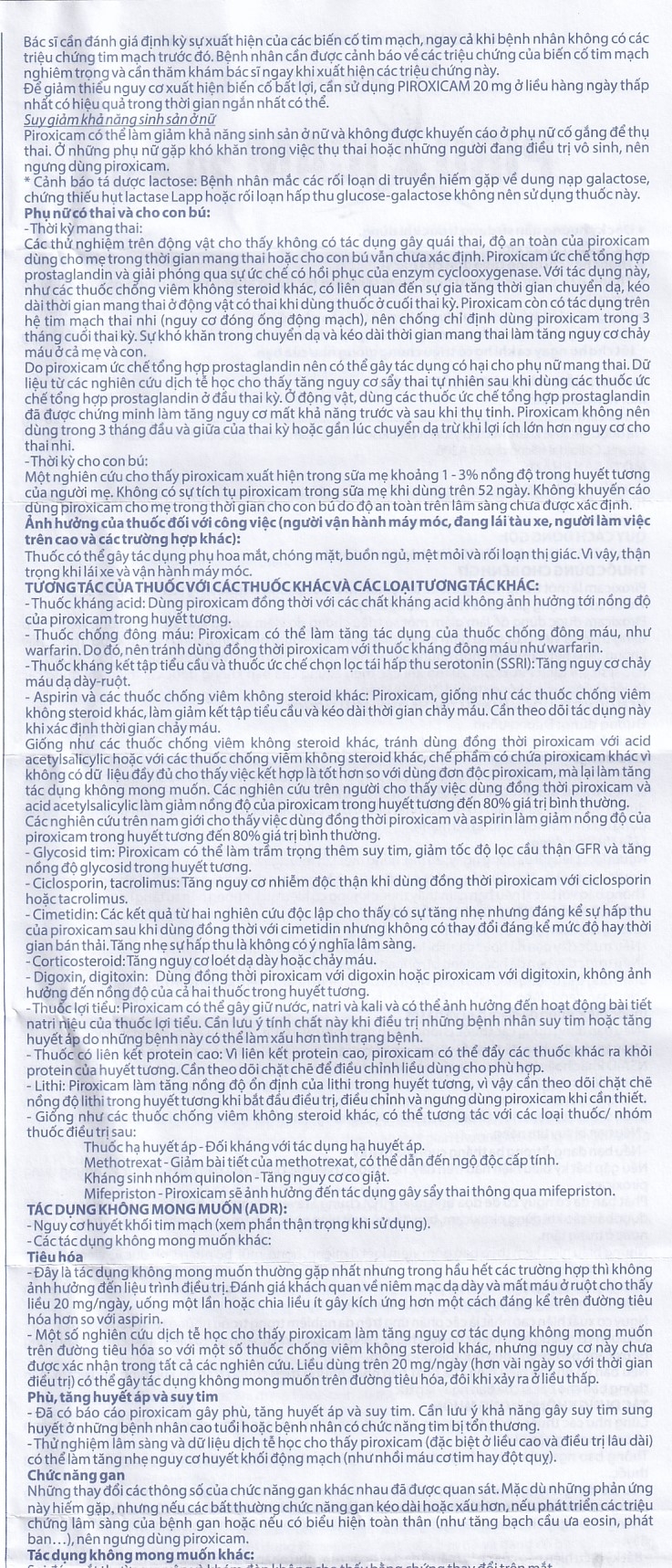 Viên nén Piroxicam 20mg Domesco giảm triệu chứng viêm khớp dạng thấp (3 vỉ x 10 viên)