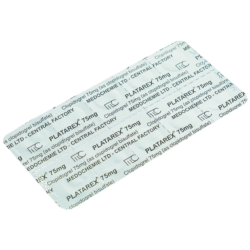 Viên nén Platarex 75mg Medochemie phòng ngừa các biến cố huyết khối động mạch (3 vỉ x 10 viên)
