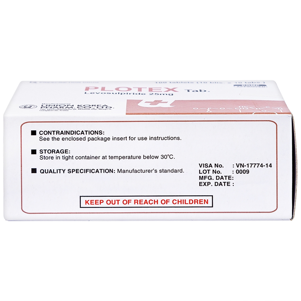 Thuốc Plotex 25mg Union Korea Pharm điều trị bệnh tâm thần phân liệt (10 vỉ x 10 viên)