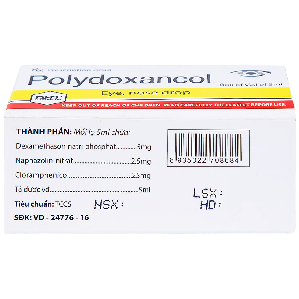 Thuốc nhỏ mắt, mũi Polydoxancol Hataphar điều trị viêm nhiễm mắt và mũi (5ml)