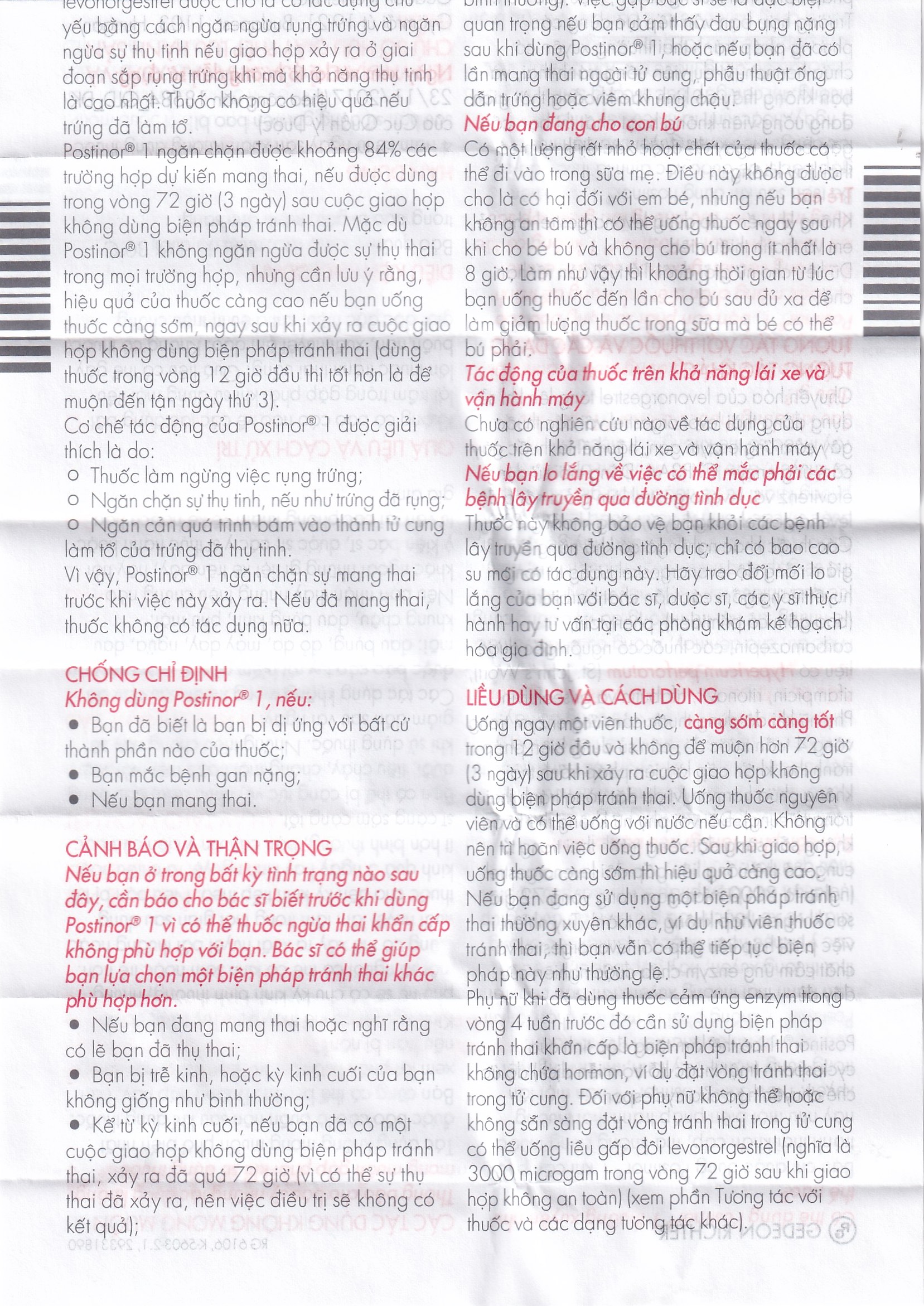 Thuốc Postinor 1 Gedeon dùng tránh thai khẩn cấp trong vòng 72 giờ sau giao hợp (1 viên)