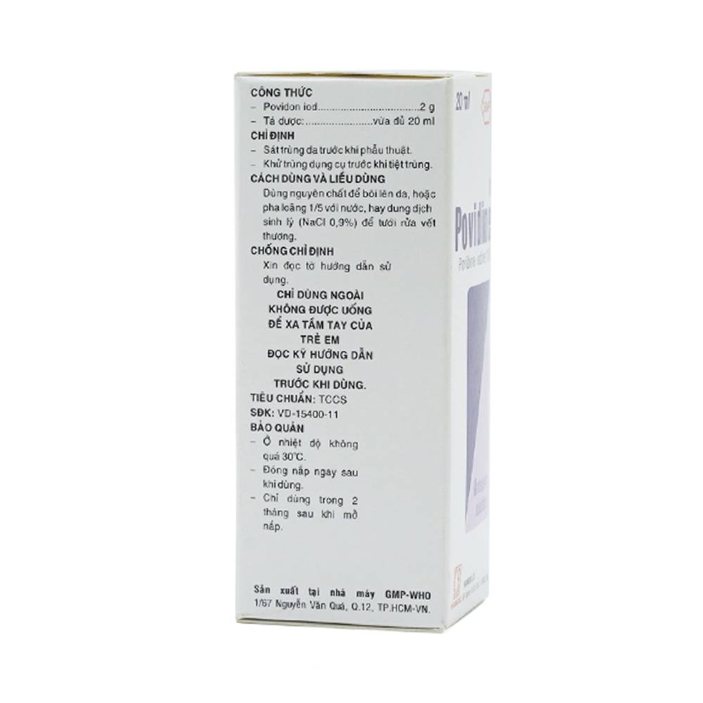 Dung dịch sát khuẩn Povidine 10% Pharmedic ngăn ngừa nhiễm khuẩn ở vết cắt, vết trầy (20ml)