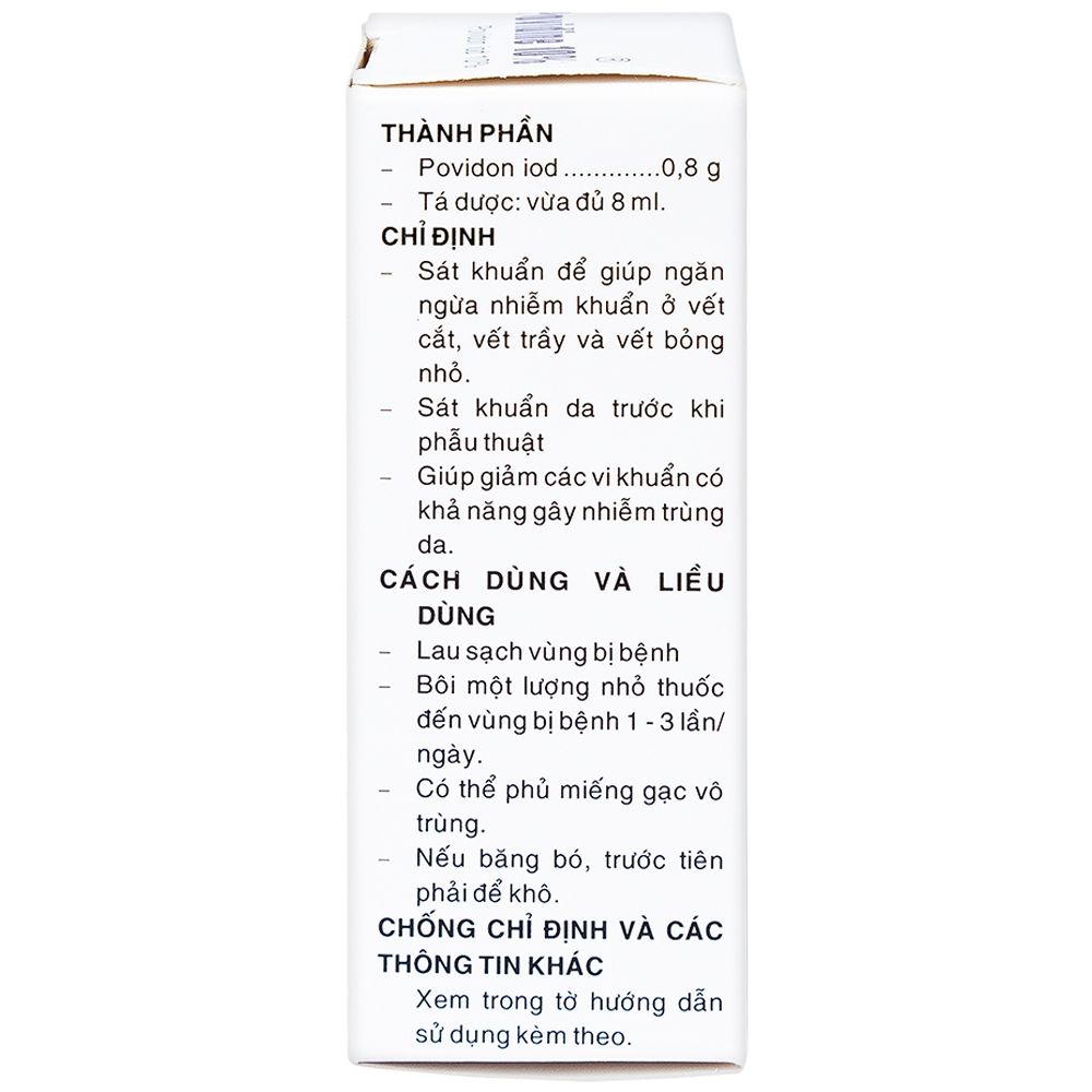 Dung dịch sát khuẩn Povidine 10% Pharmedic ngăn ngừa nhiễm khuẩn ở vết cắt, vết trầy (8ml)