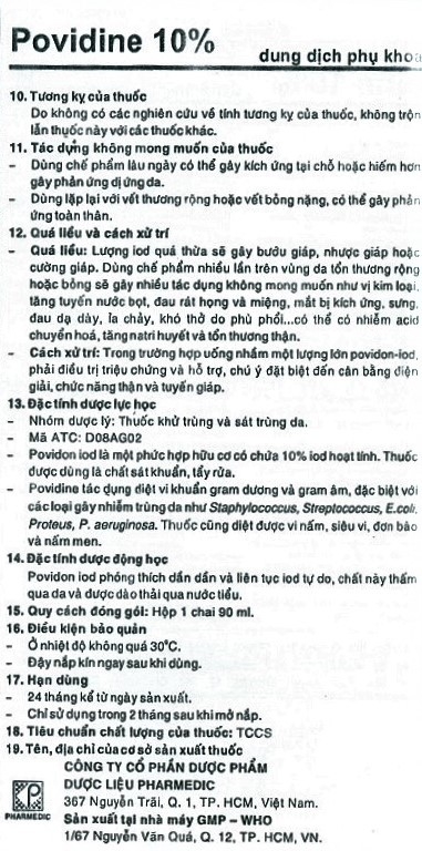 Dung dịch phụ khoa Povidine 10% Pharmedic sát trùng phụ khoa, viêm âm đạo, âm hộ (90ml)