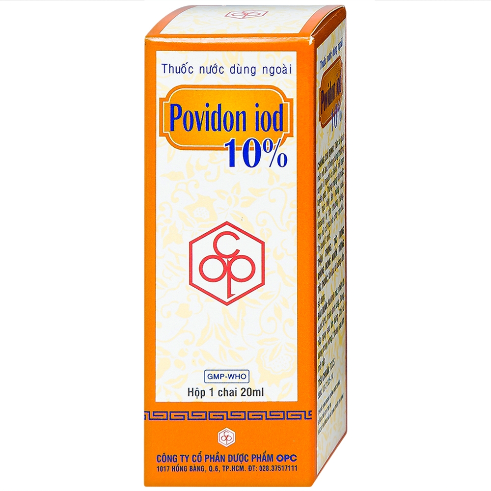 Thuốc nước dùng ngoài Povidon Iod 10% OPC sát khuẩn vết thương ô nhiễm và da (20ml)