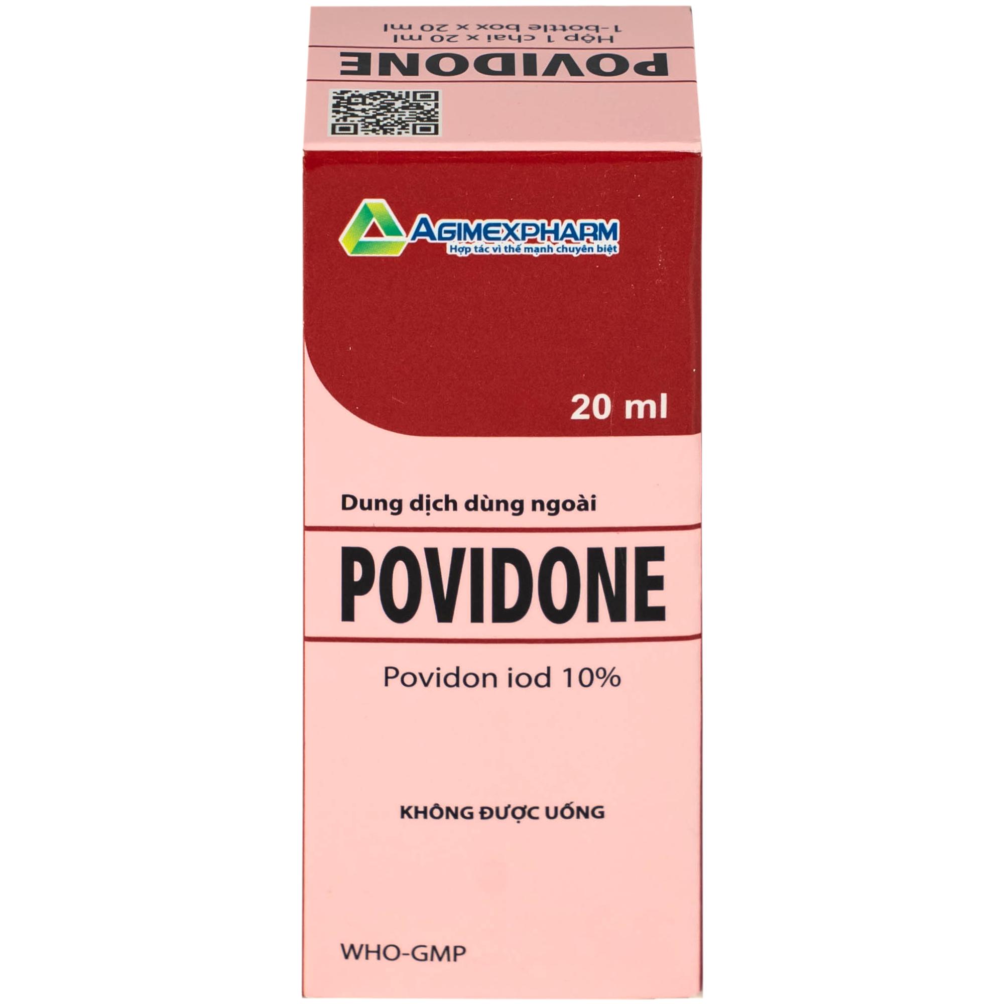 Povidone 10% Agimex 20ML sát trùng vết thương hay phẫu thuật, vết loét sâu