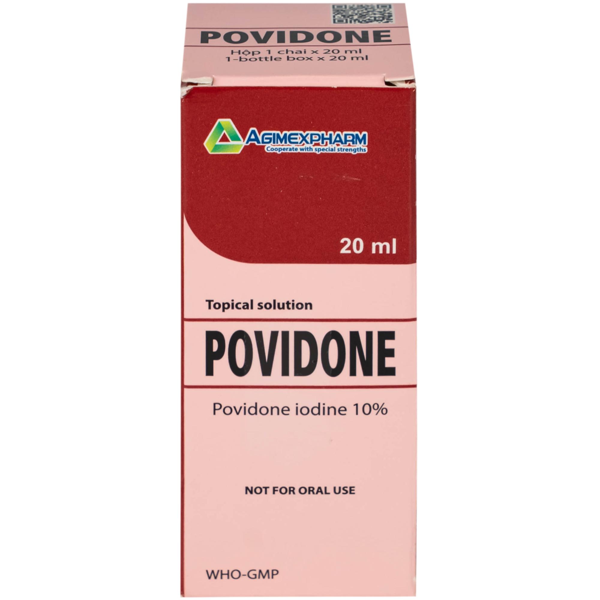 Povidone 10% Agimex 20ML sát trùng vết thương hay phẫu thuật, vết loét sâu
