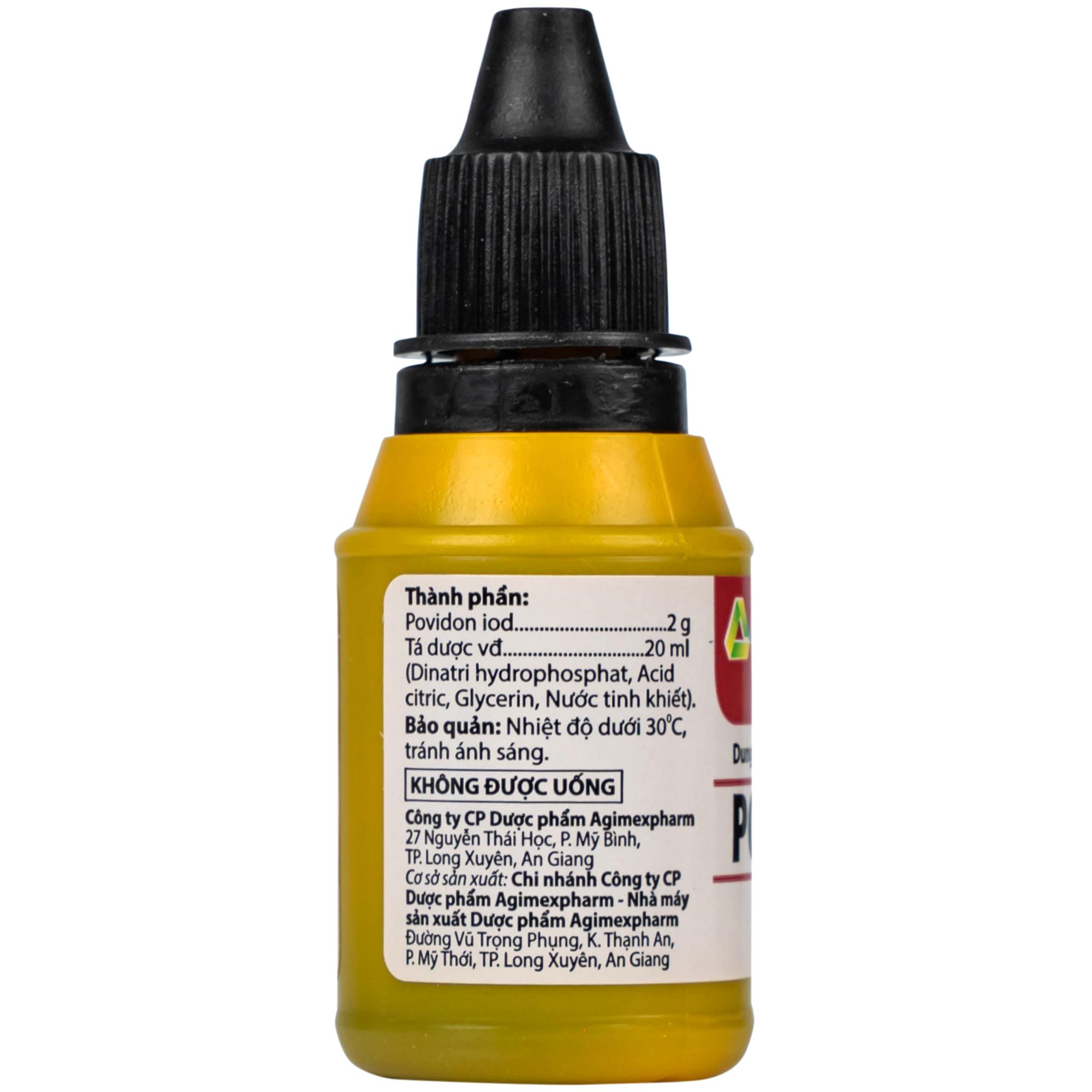 Povidone 10% Agimex 20ML sát trùng vết thương hay phẫu thuật, vết loét sâu
