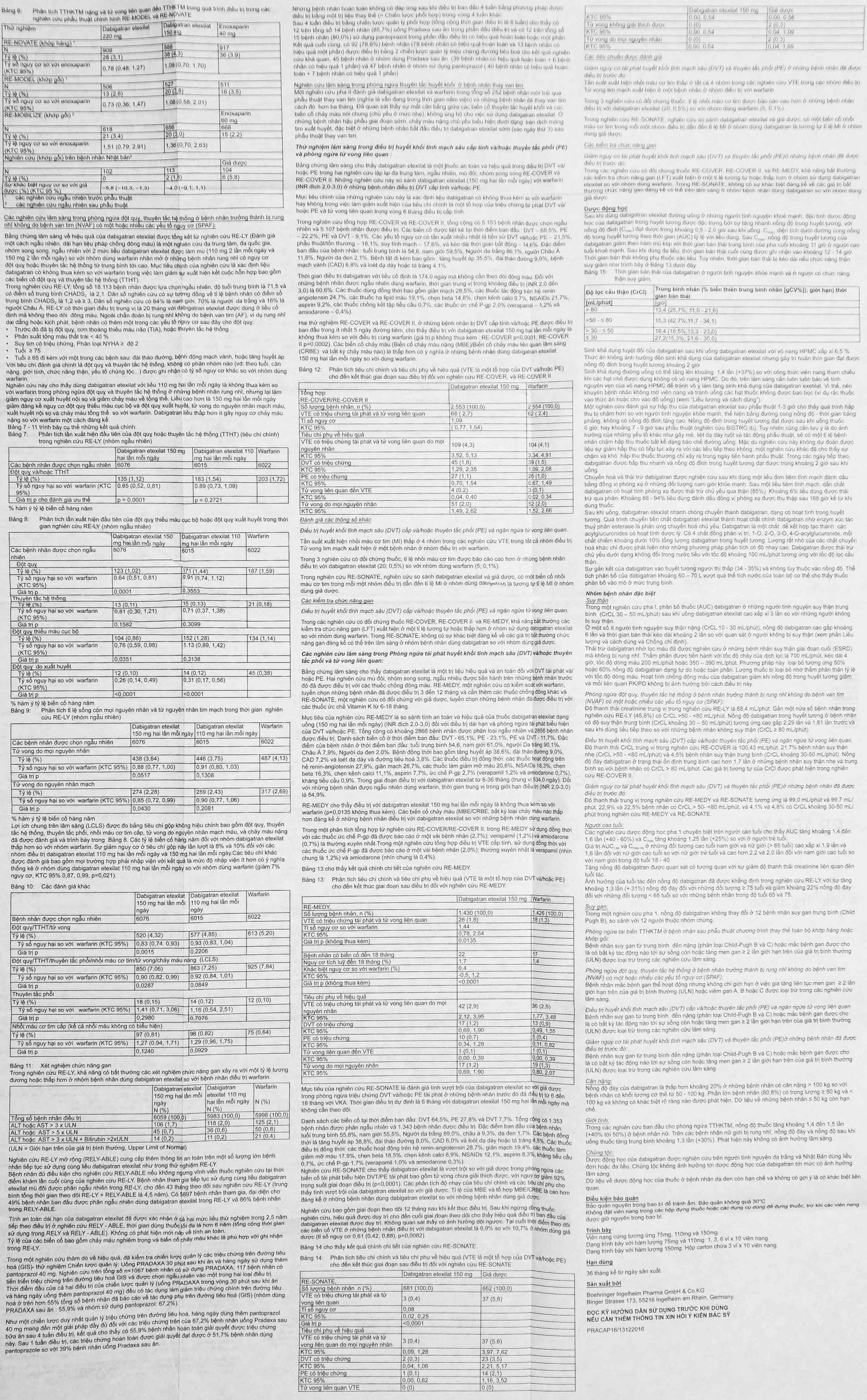 Viên nang cứng Pradaxa 150mg Boehringer phòng ngừa tai biến, đột quỵ (3 vỉ x 10 viên)