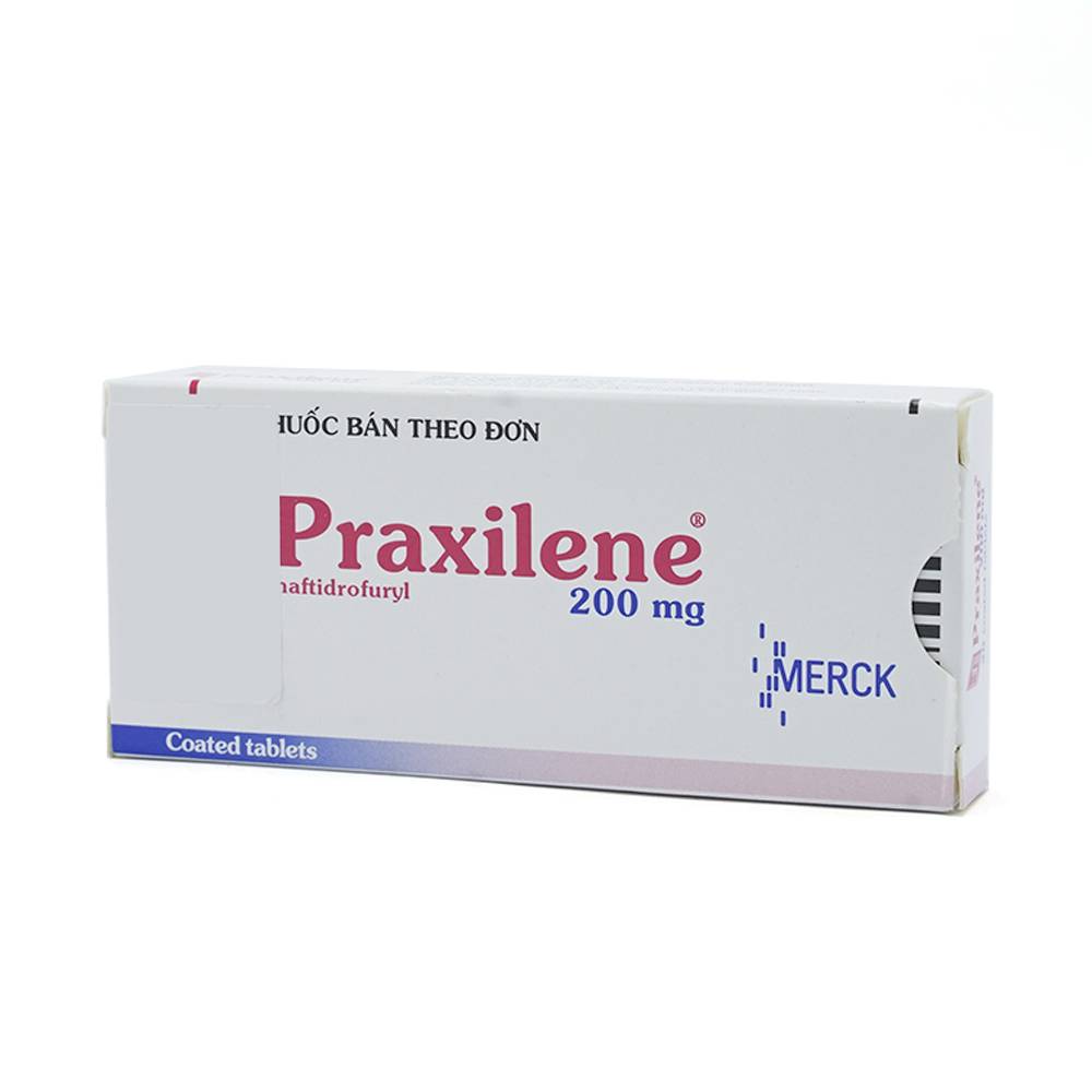 Viên nén Praxilene 200mg Merck điều trị viêm động mạch tắc nghẽn mãn tính (2 vỉ x 10 viên)