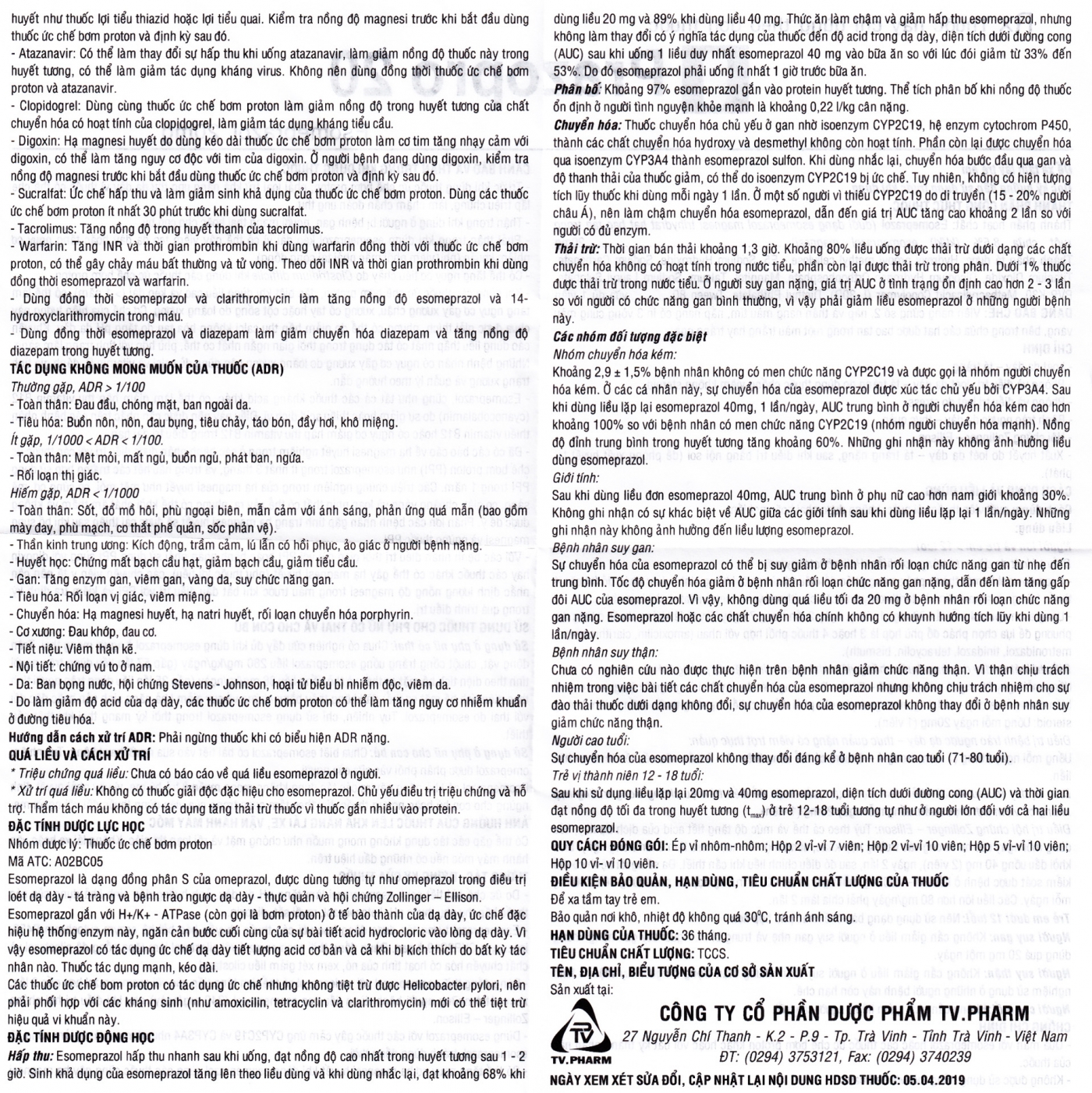 Thuốc Prazopro 20 TV.Pharm điều trị loét dạ dày, tá tràng lành tính (2 vỉ x 7 viên)