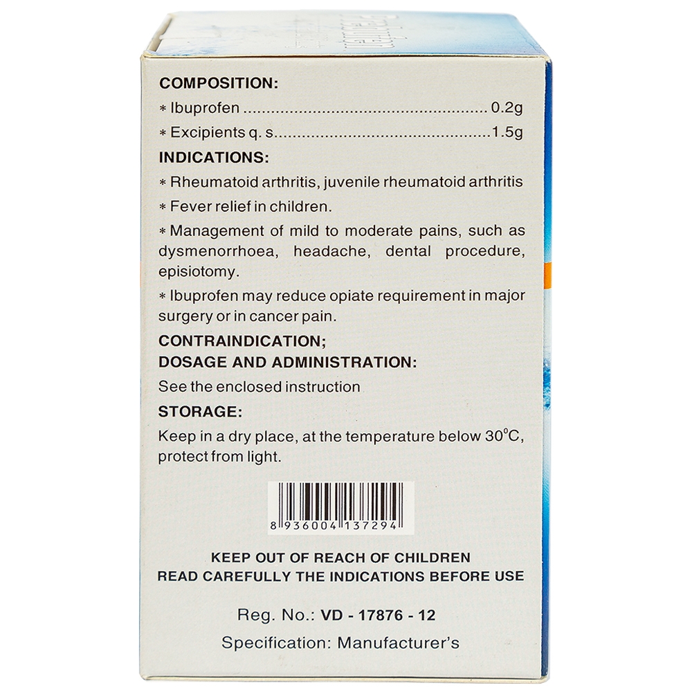 Thuốc Prebufen 200mg Dược 3-2 giúp giảm đau, hạ sốt cho trẻ em (20 gói x 1.5g)