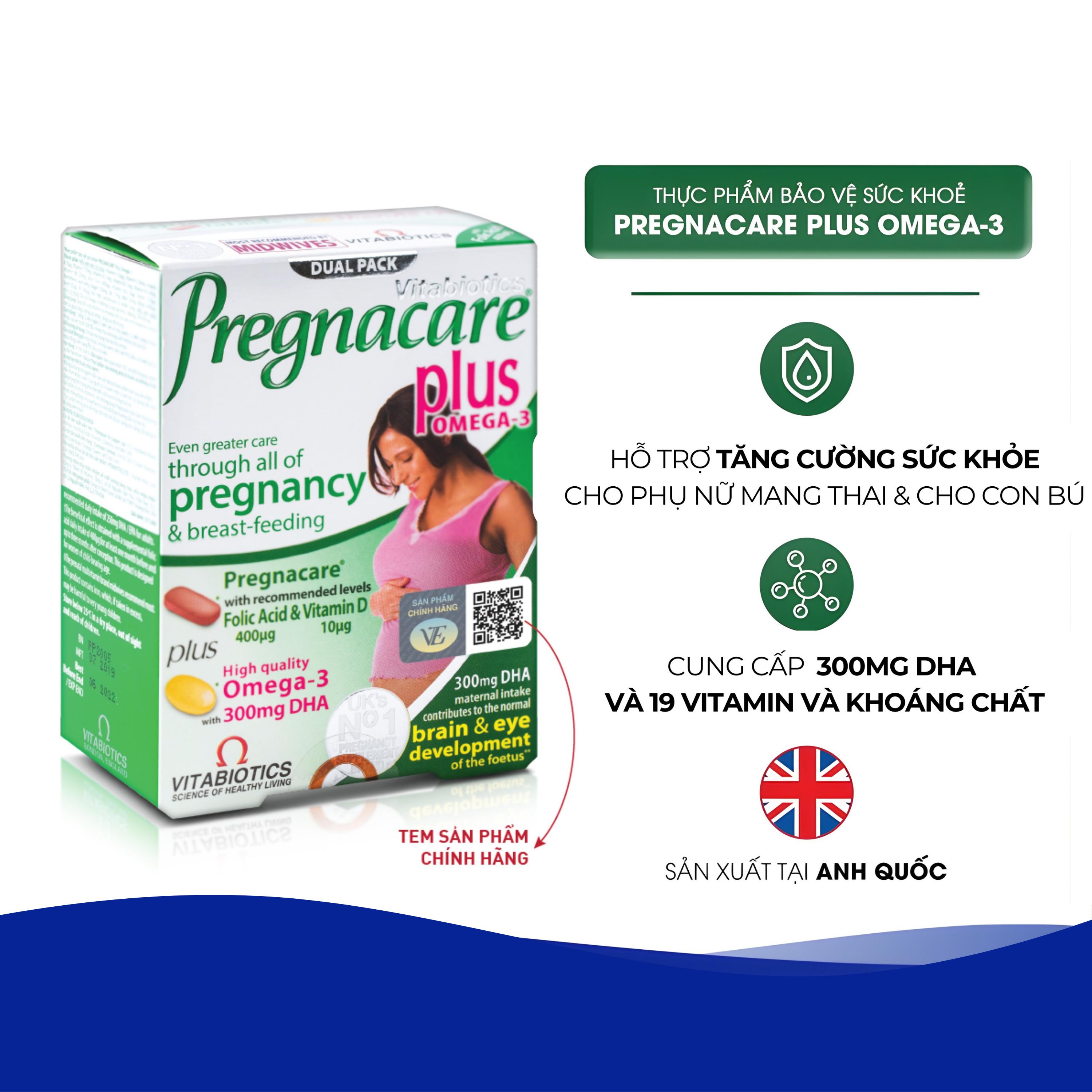 Viên uống bổ sung Vitamin Omega-3 và khoáng chất Vitabiotics Pregnacare Plus (56 viên)