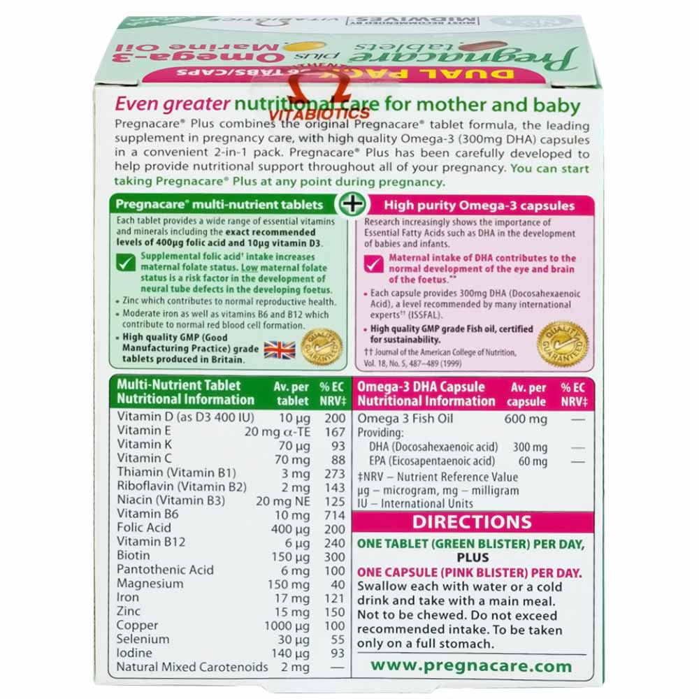 Viên uống bổ sung Vitamin Omega-3 và khoáng chất Vitabiotics Pregnacare Plus (56 viên)