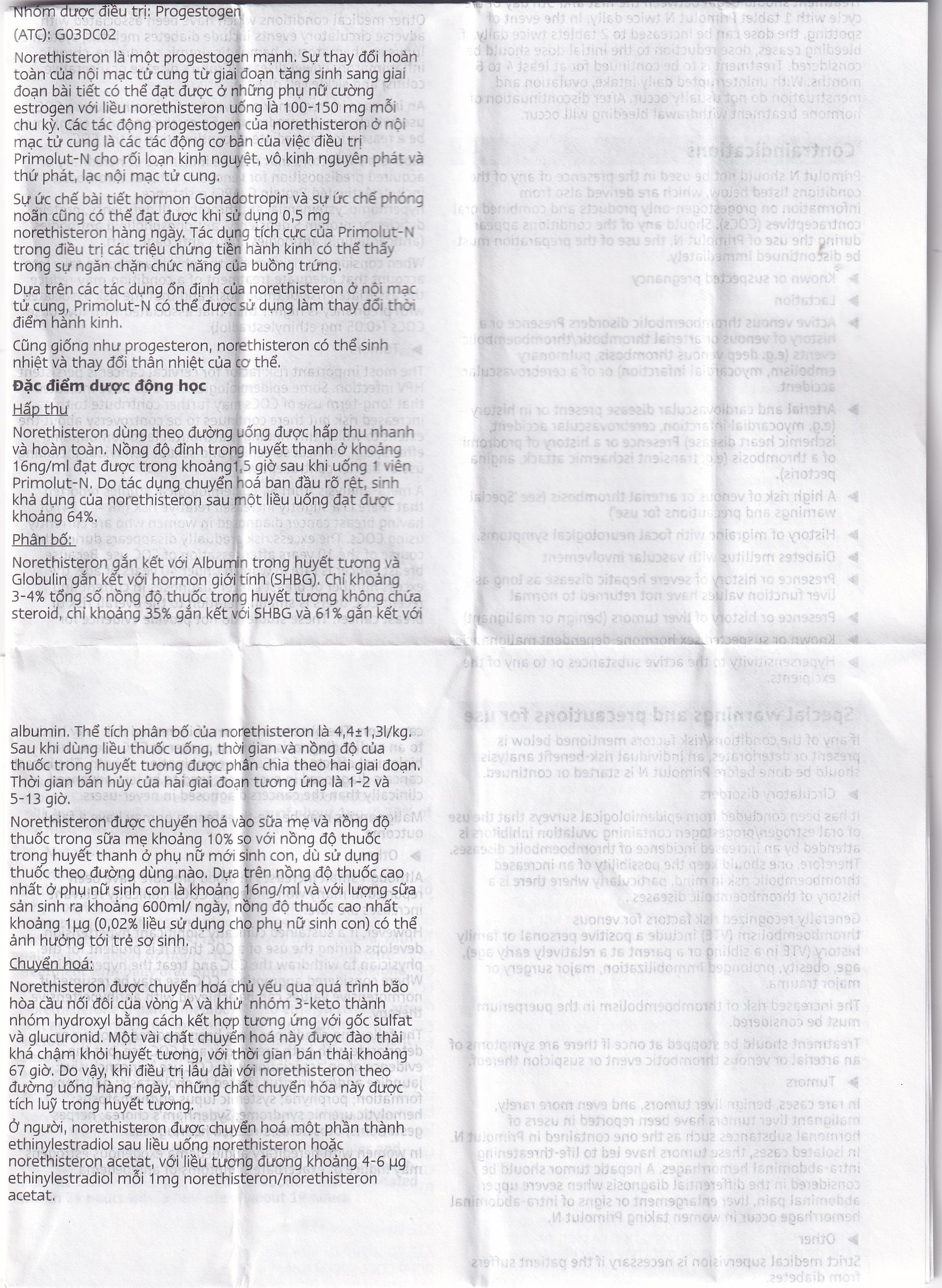 Thuốc Primolut N Bayer điều trị xuất huyết do rối loạn chức năng, vô kinh (2 vỉ x 15 viên)