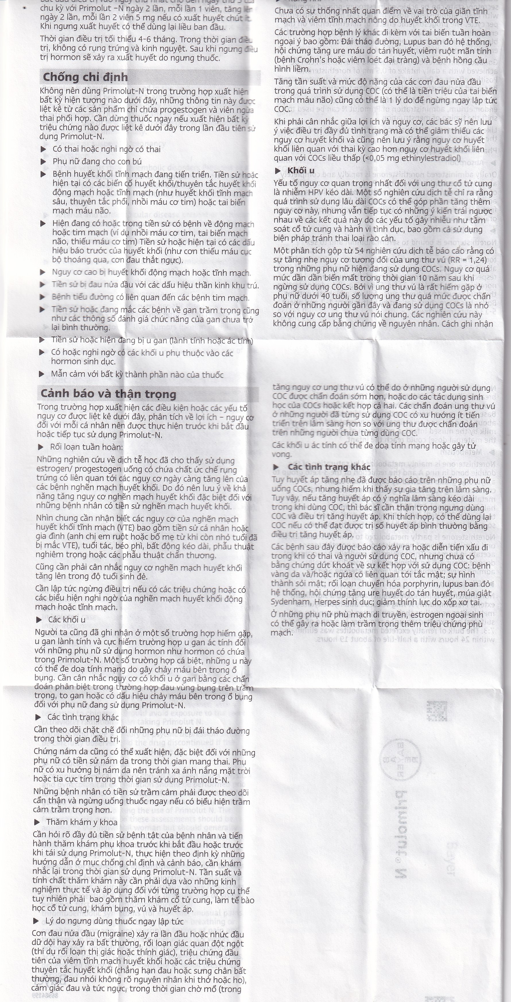 Thuốc Primolut N Bayer điều trị xuất huyết do rối loạn chức năng, vô kinh (2 vỉ x 15 viên)