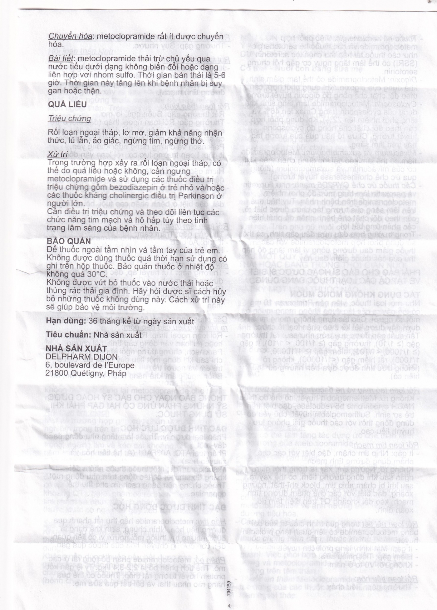 Thuốc Primperan 10mg Sanofi điều trị triệu chứng nôn và buồn nôn (2 vỉ x 20 viên) 