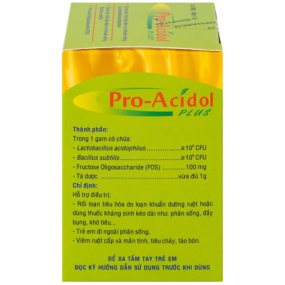 Thuốc Pro-Acidol Plus 50g Biopharco điều trị rối loạn tiêu hóa, viêm ruột, tiêu chảy, táo bón 