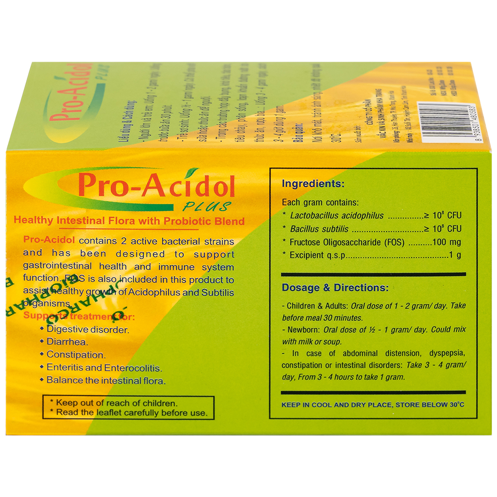 Thuốc Pro-Acidol Plus 50g Biopharco điều trị rối loạn tiêu hóa, viêm ruột, tiêu chảy, táo bón 