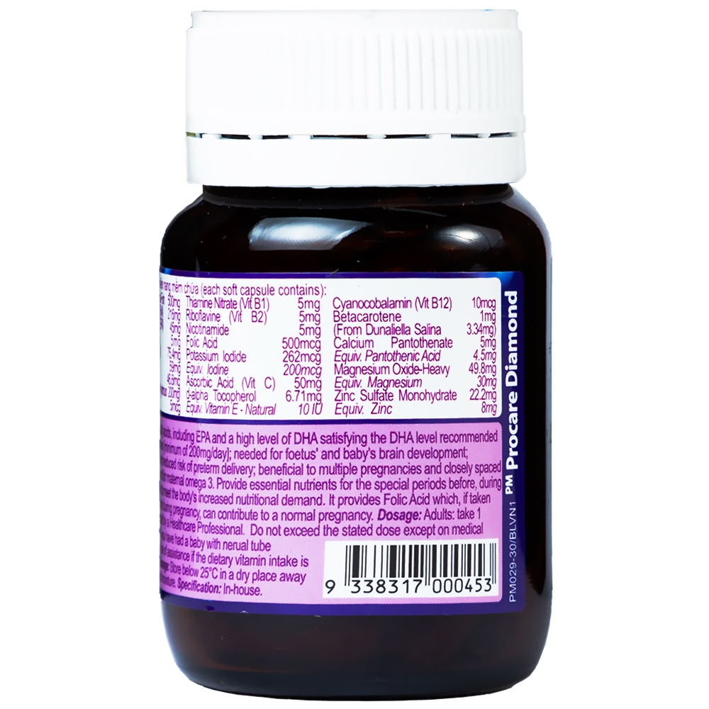 Viên uống Procare Diamond bổ sung khoáng chất cho phụ nữ có thai và cho con bú (30 viên)