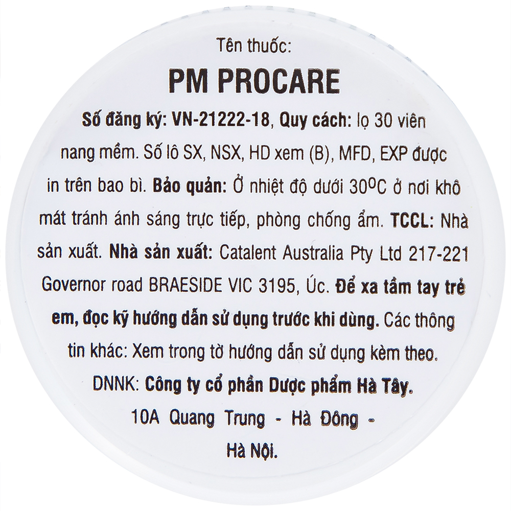 Thuốc PM Procare Catalent bổ sung DHA, EPA, Vitamin và khoáng chất (30 viên)