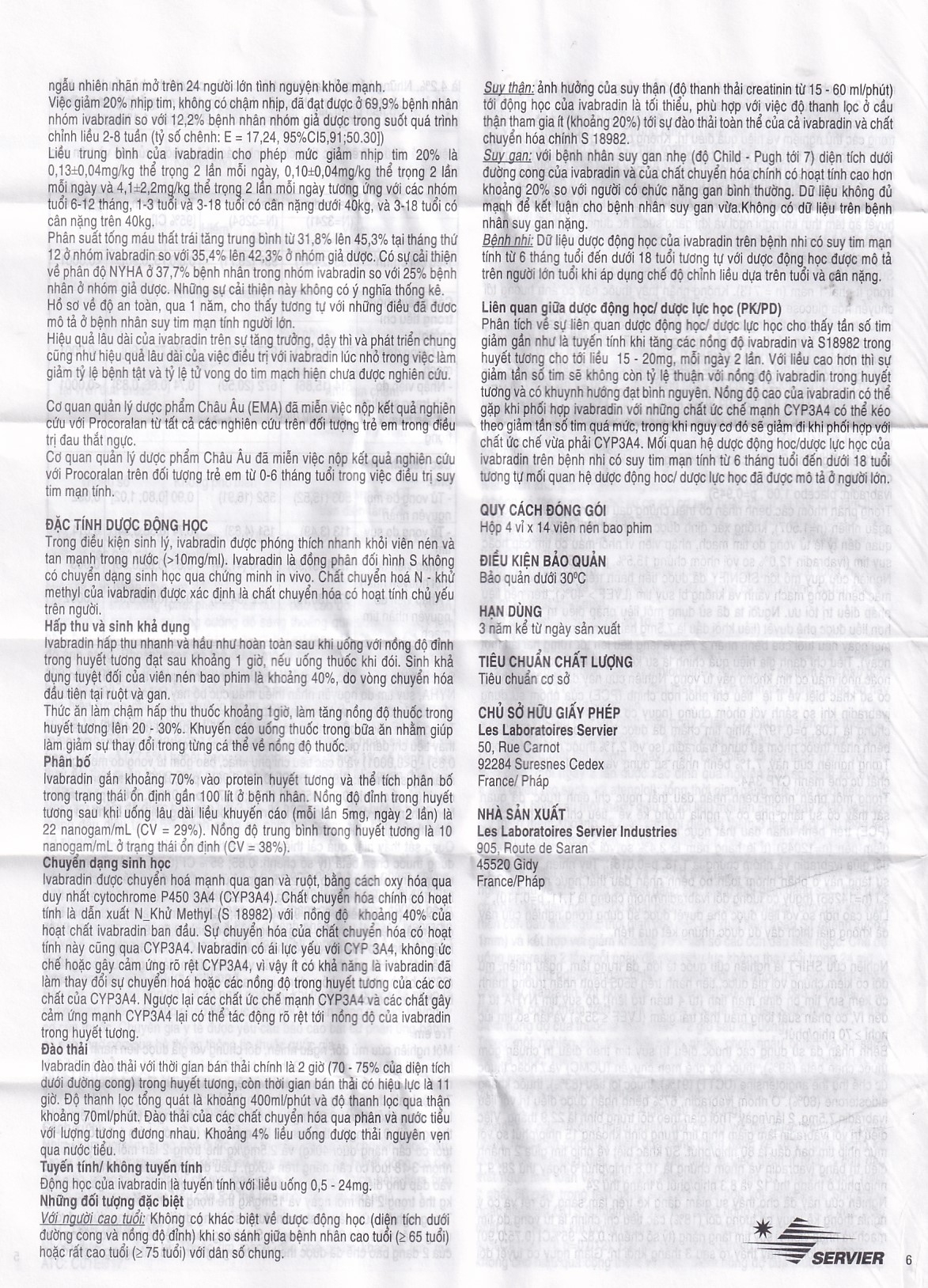 Thuốc Procoralan 7.5mg Servier điều trị đau thắt ngực ổn định (4 vỉ x 14 viên)