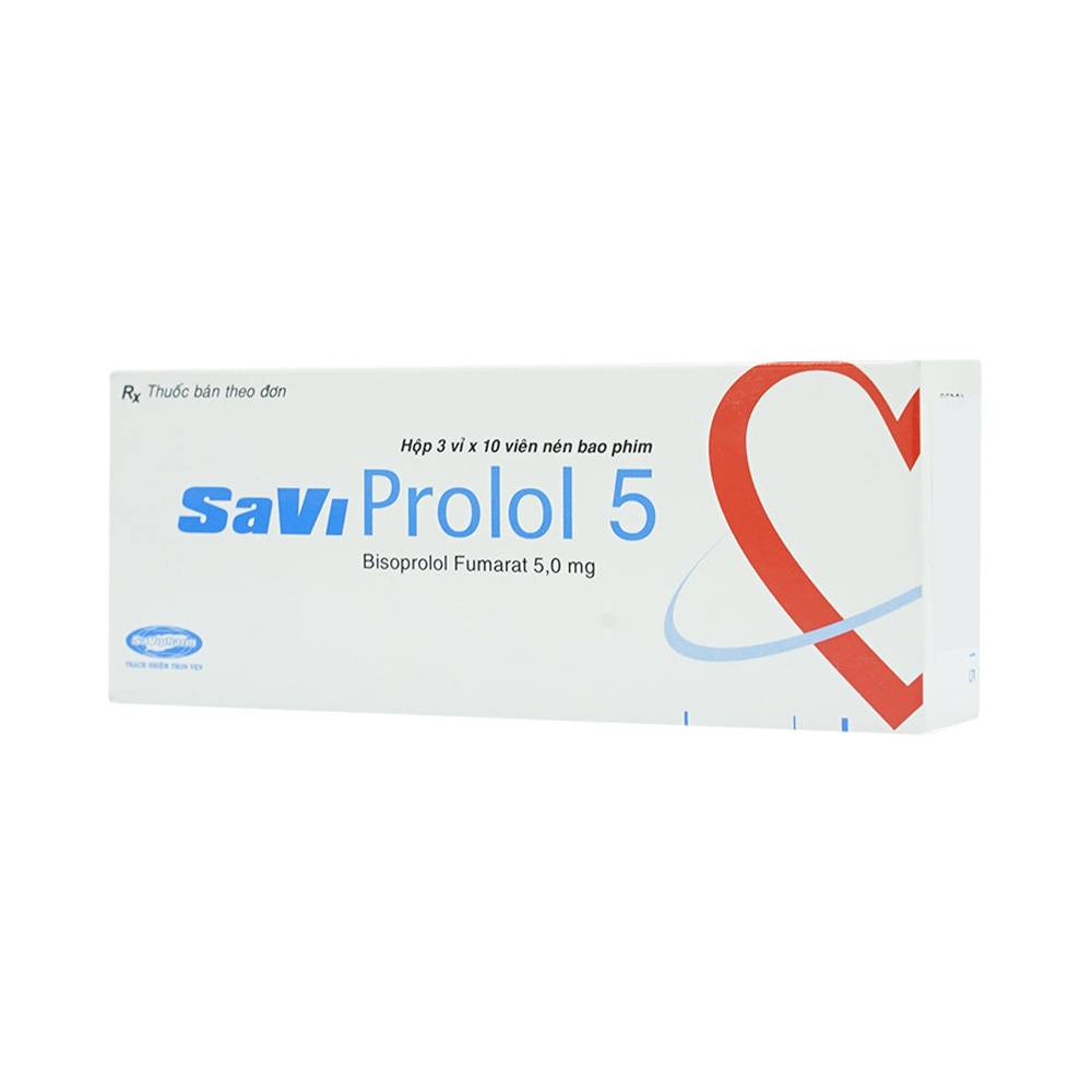 Thuốc SaViProlol 5 điều trị tăng huyết áp, đau thắt ngực (3 vỉ x 10 viên) 