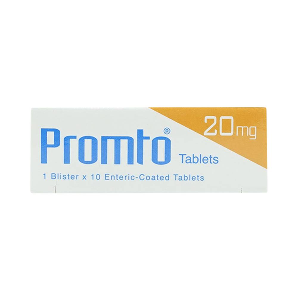 Thuốc Promto 20mg Getz điều trị loét dạ dày, tá tràng (1 vỉ x 10 viên)